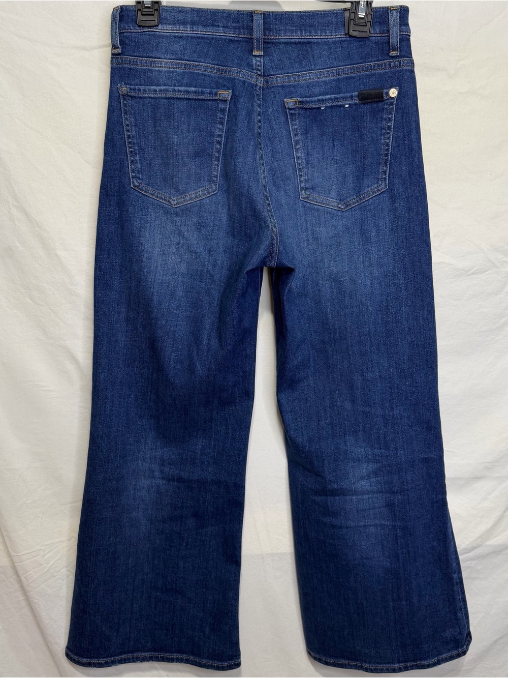 7 FOR ALL MANKIND Cropped Jo Jeans High-Rise Wide-Leg Denim in Dark Blue Size 29 - Picture 9 of 13